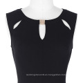 Kate Kasin cuello redondo para mujer cortado Peplum negro sin mangas corto vestido de lápiz de negocios vestido de verano KK000395-1